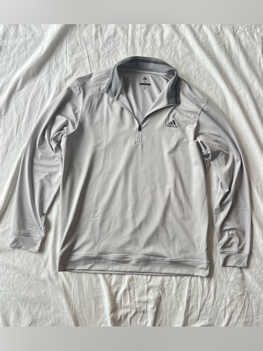 adidas Grey Quarter-Zip Golf Performance Pullover XL